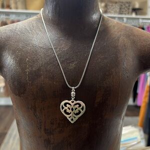 Brighton Geneva Heart Silver Plated Adjustable Filagree Cut Out Necklace Retired